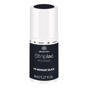 Striplac Peel or Soak Midnight Black 8ml Vernis  semi-permanent LED longue tenue