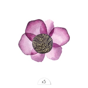Fleur dorée et violette Tatouage éphémère