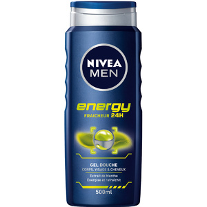 ENERGY - Gel douche 3en1 visage corps&cheveux Shampoing douche homme grand format