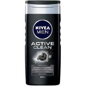 ACTIVE CLEAN - Gel douche 3en1 visage corps&cheveux Shampoing douche homme