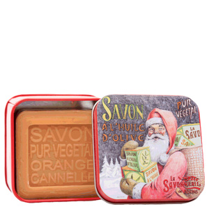 Savon 100g Orange-Cannelle et Boîte Métal Père Noël Savon