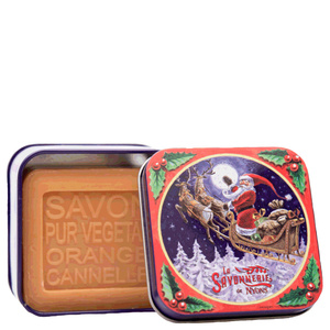Savon 100g Orange-Cannelle et Boîte Métal Traîneau Savon