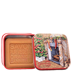 Savon 100g Orange-Cannelle et Boîte Métal Cheminée Savon