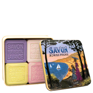 Coffret de 4 Savons (Lavande, Verveine,Fleur de Coton, Rose) Côte d'Azur Savon