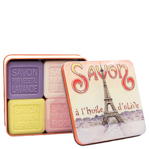 Coffret de 4 Savons (Lavande, Verveine,Fleur de Coton, Rose) Tour Eiffel Savon