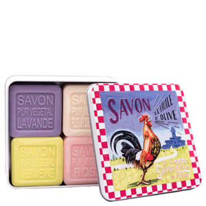 Coffret de 4 Savons (Lavande, Verveine,Fleur de Coton, Rose) Coq Savon