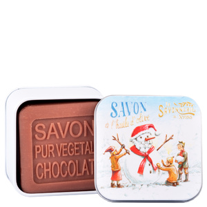 Savon 100g Chocolat et Boîte Métal Bonhomme de Neige Savon