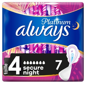 Always Platinum Secure Night (taille 4)Serviette Hygiénique Serviettes Hygiéniques