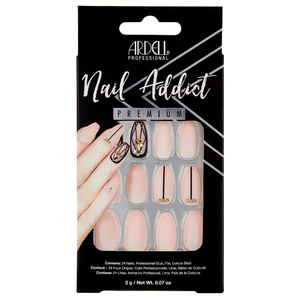 Nail Addict Blush Geometric Crystals Faux-ongles prêt à poser Ardell avec accessoires