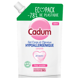 Cadum Douche Ecopack Gel Corps et Cheveux  Hypoallergénique à la camomille