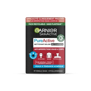SkinActive Pure Active Nettoyant solide anti-imperfections au charbon et à l'acide salicylique