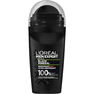 L'Oréal Men Expert Black Mineral Déodorant Bille 0% Alcool - 50ml Déodorant Bille 48h Ultra Absorbant Homme