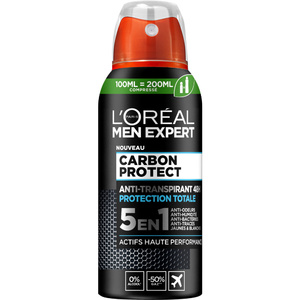 L'Oréal Men Expert Carbon Protect Déodorant Spray Compressé 5en1 - 100ml Déodorant Spray Homme Compressé