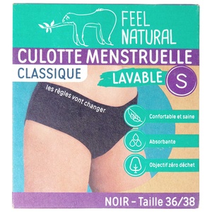 Culotte menstruelle coloris Noir - taille XS (34/36) - Feel Natural :  : Hygiène et Santé