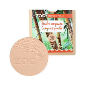 Recharge Poudre compacte 302 Beige orangé ZAO Poudre compacte Certifiée Bio, Formule 100% naturelle, Vegan et Rechargeable