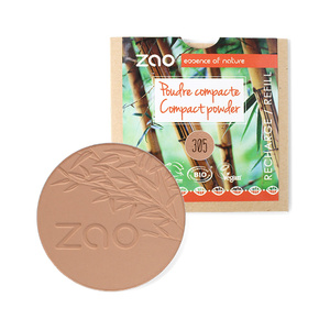 Recharge Poudre compacte 305 Chocolat au lait ZAO Poudre compacte Certifiée Bio, Formule 100% naturelle, Vegan et Rechargeable