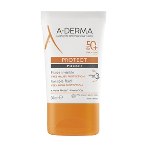 A-Derma Protect Pocket Fluide solaire visage invisible SPF50+ 30 ml Crème solaire