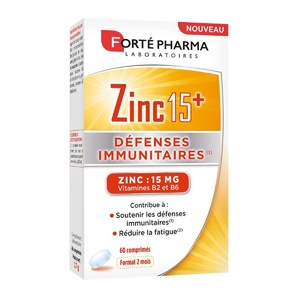 Zinc 15+ 60 comprimés Complément Alimentaire pour les défenses naturelles 