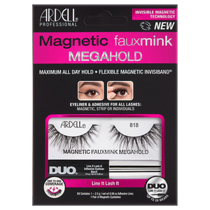Faux-Cils Magnétique Faux Mink n°818 avec colle/feutre eyeliner Duo 2,5g Faux-Cils Magnétiques en frange réutilisables, avec colle/feutre eyeliner inclus