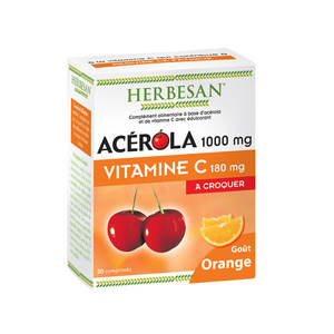 HERBESAN®- ACÉROLA 1000 -Vitalité - Goût Orange - 30 comprimés à croquer 05 - COMPLEMENTS ALIMENTAIRES