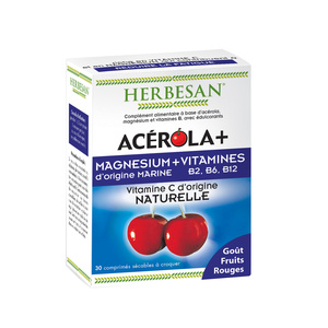 HERBESAN®- ACEROLA + MAGNESIUM + VIT B2, B6, B12-Vitalité-30 comprimés à croquer 05 - COMPLEMENTS ALIMENTAIRES