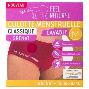 Culotte menstruelle Classique grenat - taille M  (38/40) Culotte menstruelle