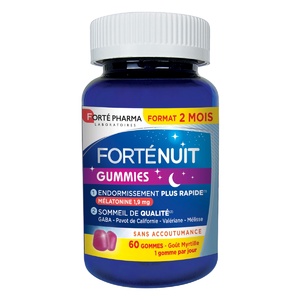 Forté Nuit Gummies - Gummies Sommeil - Mélatonine 1,9 mg et plantes Complément alimentaire sommeil & endormissement