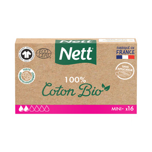 NETT COTON 100% BIO mini sans applicateur Hygiène féminine