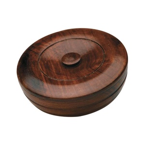 Sandalwood Herbal Shaving Hard-Soap in Wooden Bowl Après-rasage