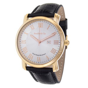 Grande montre avec bracelet cuir vachette et mouvement suisse Montre