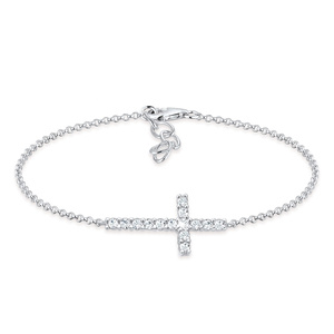 Elli Bracelet Femmes Symbole Croix Classique avec Cristaux en Argent Sterling 925 Bracelet