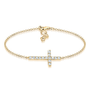 Elli Bracelet Femmes Symbole Croix Classique avec Cristaux en Argent Sterling 925 Bracelet 