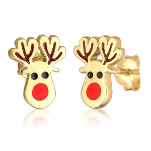 Elli Boucles d'Oreilles Boucles d'oreilles pour enfants Renne de Noël rouge avec  Boucles d'oreilles