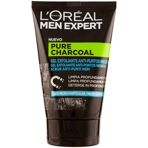 LOréal Paris Men Expert Scrub Pure Charcoal 100 ml, Gommage nettoyant, Hommes, An Peeling visage