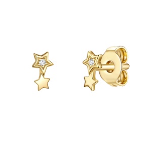 Puces d'oreilles en argent Étoiles Argent sterling Oxyde de zirconium (CZ) en Or  Boucles d'oreilles