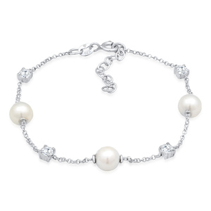 Nenalina Bracelet Femme perles classiques tendance avec cristaux zirconium en arg Bracelet