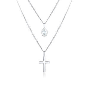 Elli Collier Pendentif croix de couche pour dames Faith Trend avec cristaux de zi collier