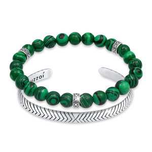 KUZZOI Bracelet Ensemble de bijoux vert oxydé en 925/1000 argent massif Bracelet