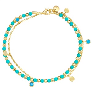 Bracelet en argent Argent sterling Turquoise en Or jaune Bracelet