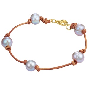 Bracelet cuir nappa Perle de culture d'eau douce Perle de culture d'eau douce en  Bracelet