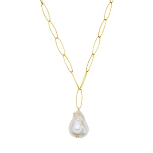 Collier de perles Argent sterling Perle de culture d'eau douce en Or jaune collier