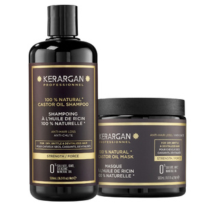 Kerargan - Duo Anti-Chute Shampoing & Masque à l’Huile de Ricin pour Cheveux Secs Coffret
