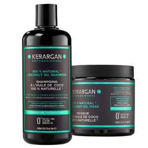 Kerargan - Duo Hydratant Shampoing & Masque à l’Huile de Coco pour Cheveux Déshyd Coffret
