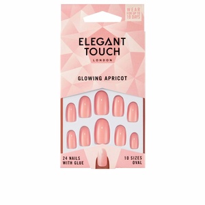 Polished Colour Nails With Glue Oval #glowing Apricot Elegant Touch faux ongles