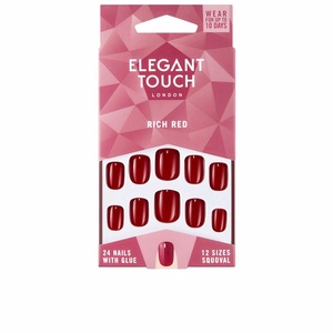 Polished Colour Nails With Glue Squoval #rich Red faux ongles