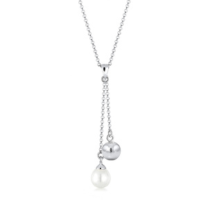 Elli Collier Femme Boule de Perle Elegante - (925/1000) Argent collier