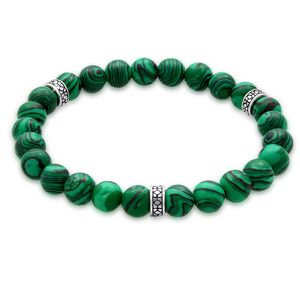 KUZZOI Bracelet Gentlemen Agate oxydée look vert mat 925 Bracelet