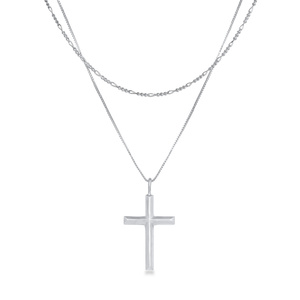 KUZZOI Collier Hommes Croix Pendentif Layer Religion en argent sterling 925 collier 