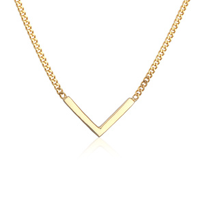 Elli PREMIUM Collier Femmes forme V Géo minimaliste en or jaune 375 Bijoux