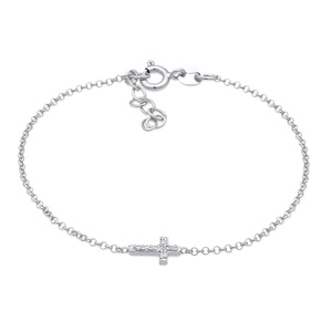 Elli Bracelet Enfants croix pendentif religion avec cristal de zirconium en argen Bracelet